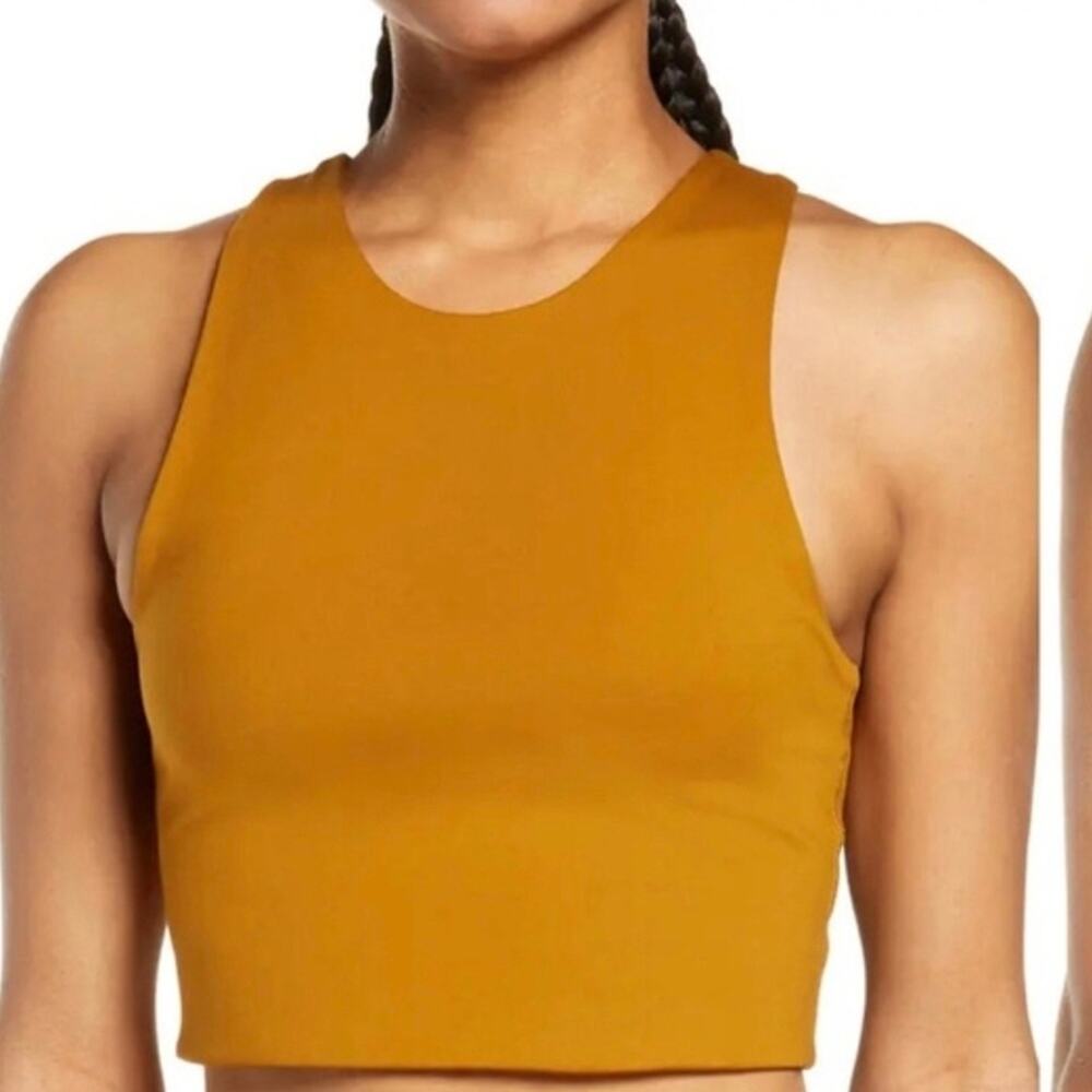 NWT Girlfriend Collective Dylan Mustard High Neck Sports Bra Tank Top S